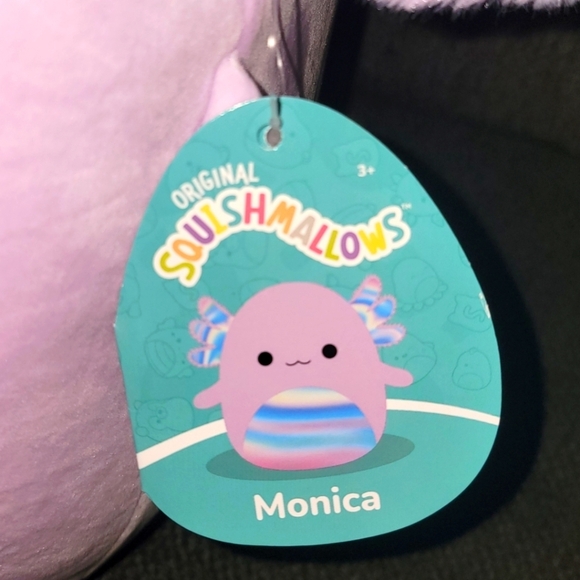 MONICA THE PURPLE AXOLOTL 14" SQUISHMALLOW PURPLE W RAINBOW BELLY MINT CONDITION - Picture 8 of 8